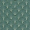 Caselio|Papier peint Art déco vert avec formes d’éventail métallisé|Art Déco