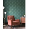 Caselio|Papier peint Art déco vert avec formes d’éventail métallisé|Art Déco