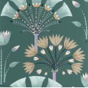 Caselio|Chic green Art Deco wallpaper with palm trees|Art Deco