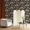 Caselio|Schwarze Art-Déco-Tapete mit eleganten Palmen|Art Deco