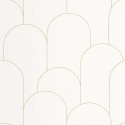 Caselio|Papel pintado art déco blanco y dorado, patrón minimalista|Art Deco