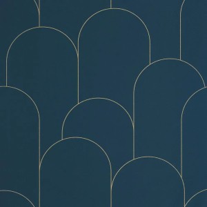 Architects Paper|Papier peint géométrique bleu, vert et or métallisé|Art Déco