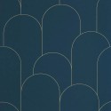 Caselio|Art-Déco-Tapete mit metallischen Bögen in Blau und Gold|Art Deco