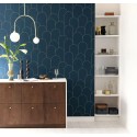 Caselio|Papel pintado arcos metalizados estilo art déco azul y dorado|Art Deco