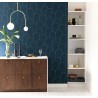 Caselio|Art-Déco-Tapete mit metallischen Bögen in Blau und Gold|Art Deco