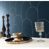 Caselio|Papier peint Art déco avec arcs métallisés bleu et doré|Art Déco