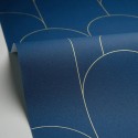 Caselio|Art-Déco-Tapete mit metallischen Bögen in Blau und Gold|Art Deco