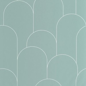 Caselio|Blau-goldene Art-Déco-Tapete mit Palmettenmotiv|Art Deco