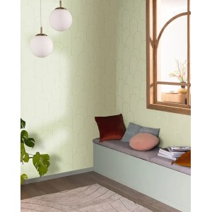 Caselio|Weiße und goldene Art-Déco-Tapete mit minimalistischem Muster|Art Deco 2