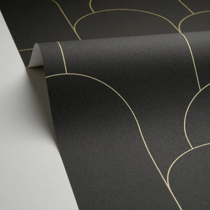Papel pintado art déco negro y dorado, diseño minimalista - Caselio Elegance 105289020