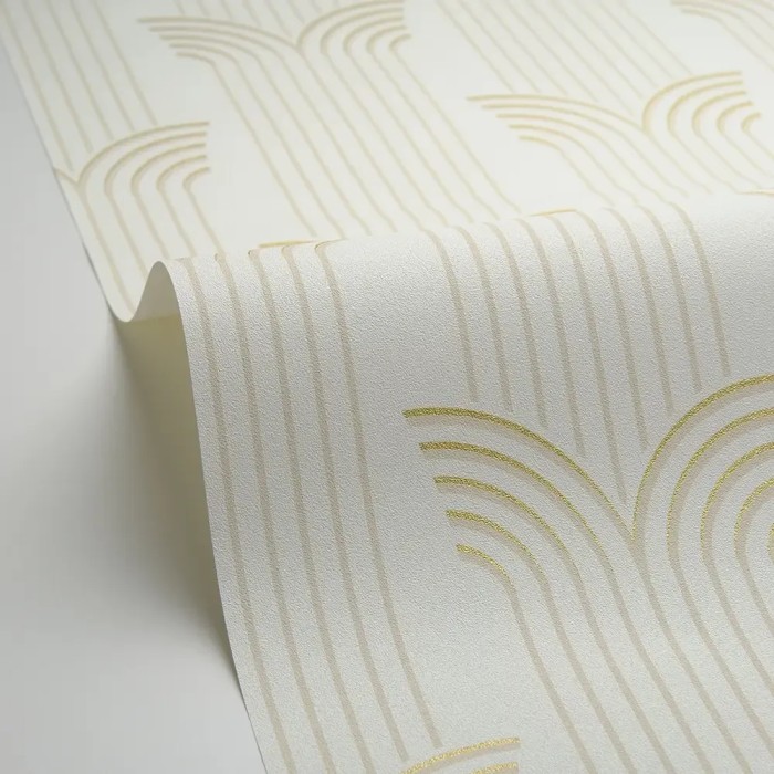 Caselio|Elegant Art Deco style wallpaper in white and gold|Art Deco
