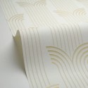 Caselio|Papier peint élégant style Art déco blanc et or|Art Déco