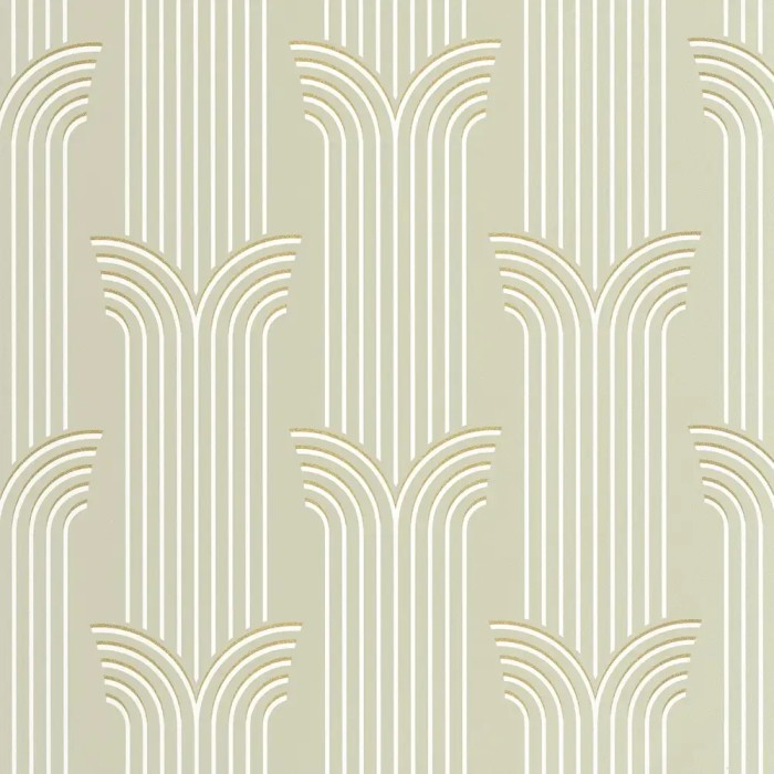 Caselio|Papel pintado glam chic verde y dorado estilo Art Decó|Art Deco