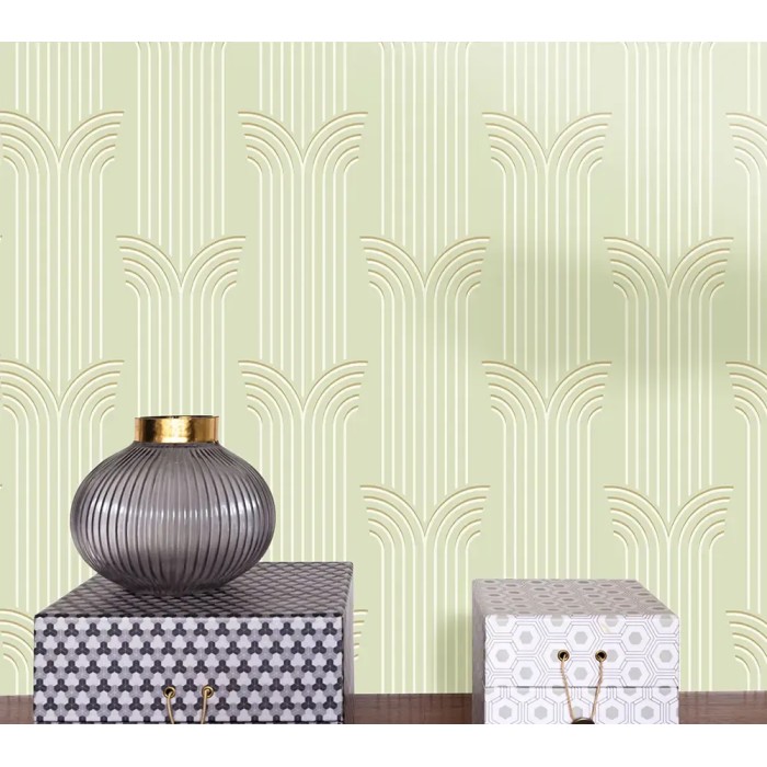 Caselio|Chice grün-goldene Tapete im Art-Déco-Stil|Art Deco