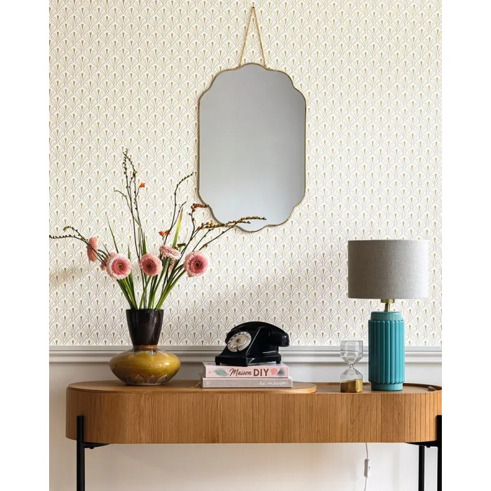 Caselio|Papel pintado art déco blanco y dorado|Art Deco