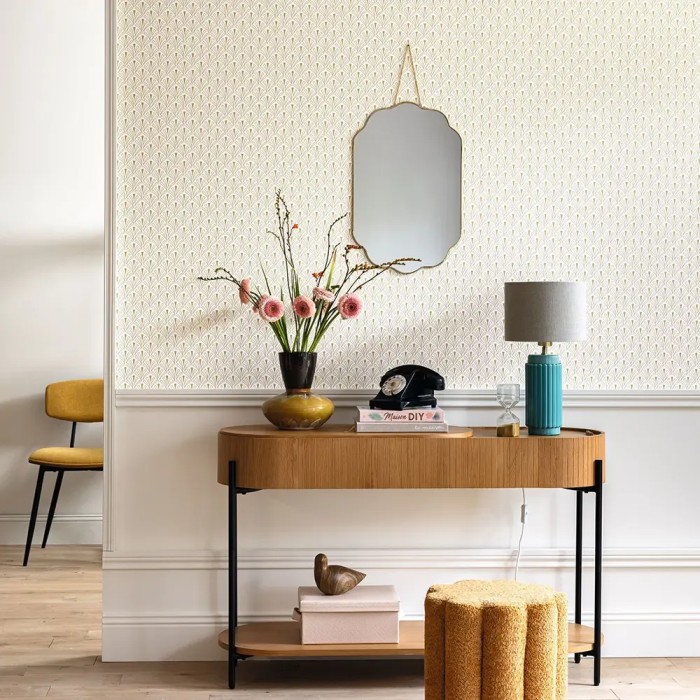 Caselio|Art-Déco-Tapete in Weiß und Gold|Art Deco