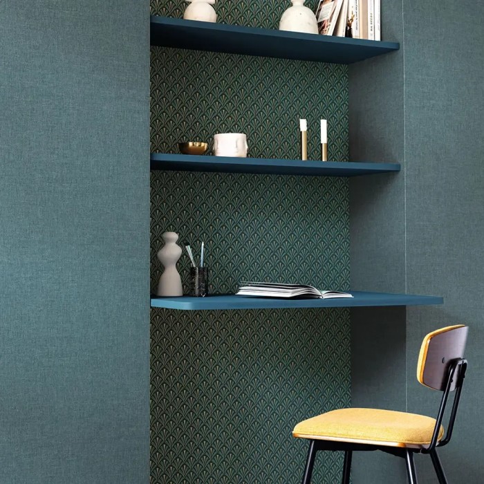 Caselio|Art-Déco-Tapete mit eleganten grünen und goldenen Palmetten|Art Deco