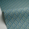 Caselio|Art Deco wallpaper with elegant green and gold palmettes|Art Deco