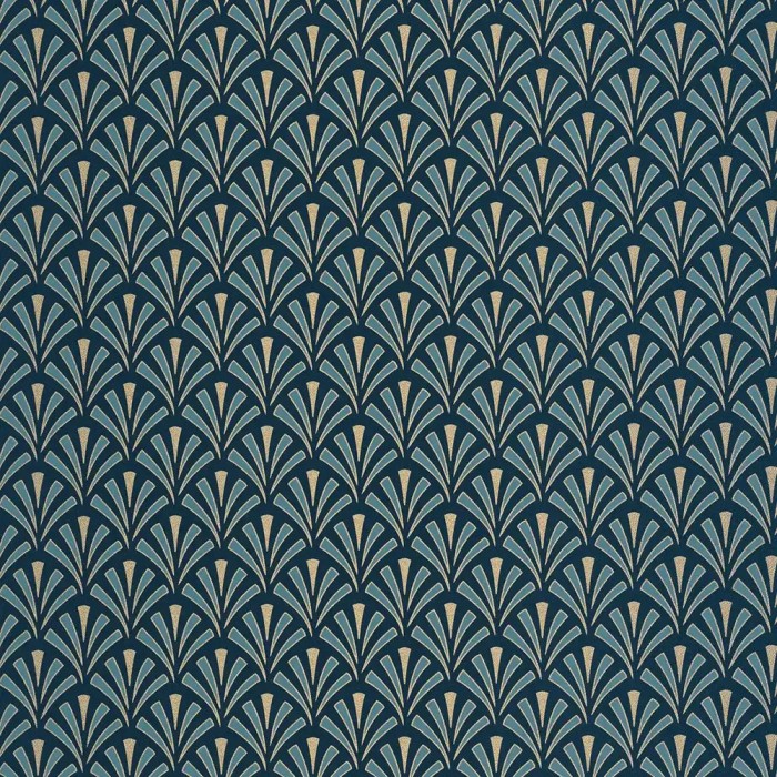 Papel pintado estilo art déco azul y dorado - Caselio Elegance 105306220
