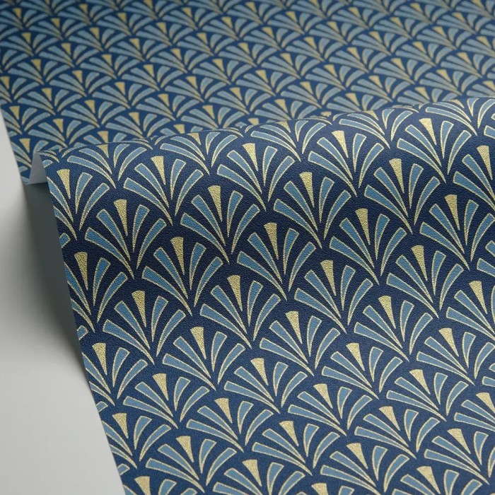 Papel pintado estilo art déco azul y dorado - Caselio Elegance 105306220