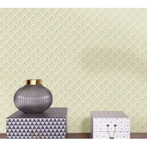 Caselio|Art Deco wallpaper in white and gold|Art Deco 2