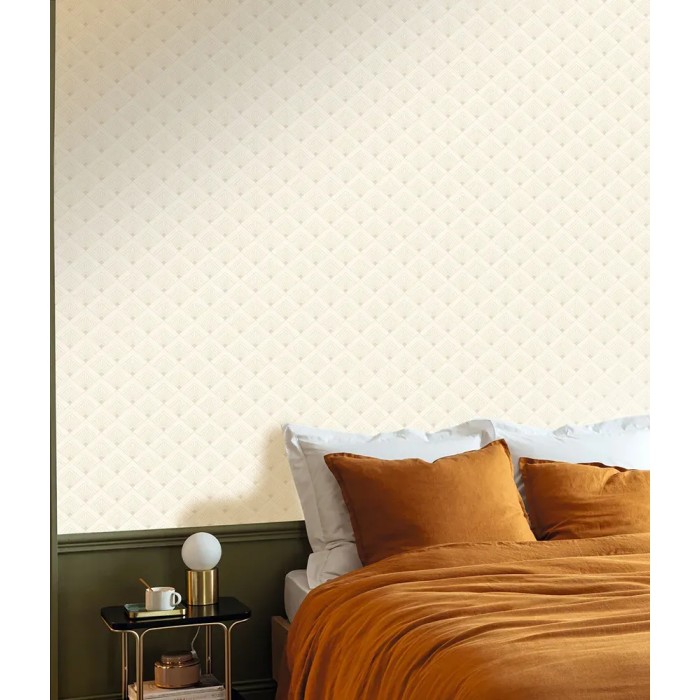 Caselio|Chice Art-Déco-Tapete in Weiß und Gold|Art Deco