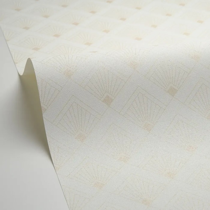 Caselio|Chice Art-Déco-Tapete in Weiß und Gold|Art Deco