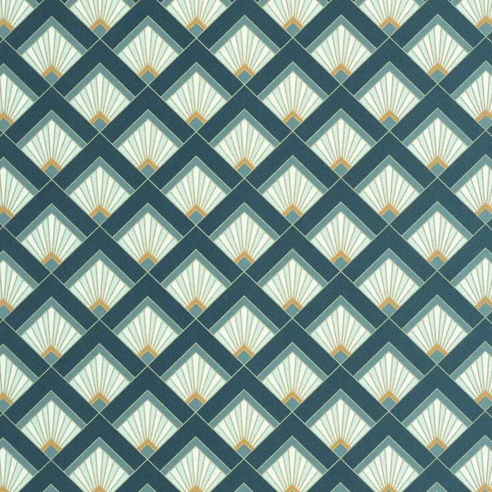 Caselio|Papel pintado art déco azul y verde|Art Deco