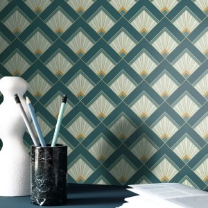 Caselio|Art Deco wallpaper in green and gold|Art Deco 2