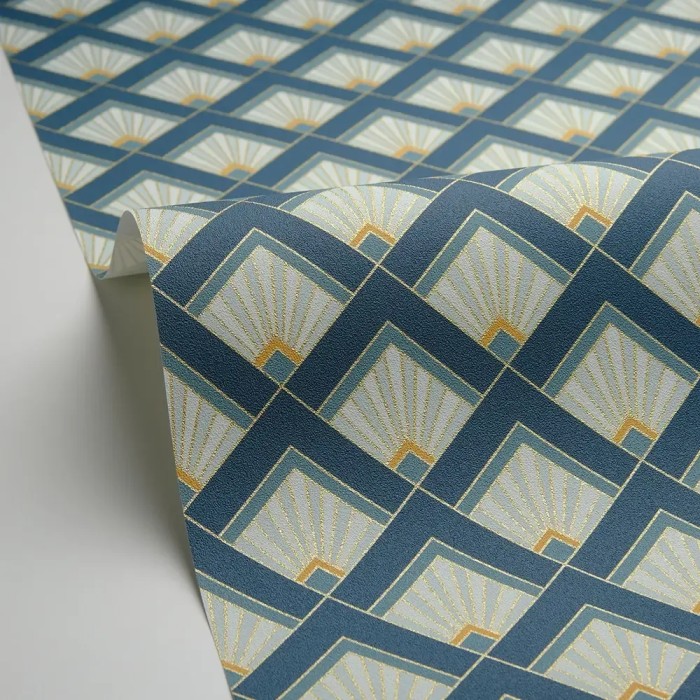 Caselio|Art-Déco-Tapete in Blau und Grün|Art Deco