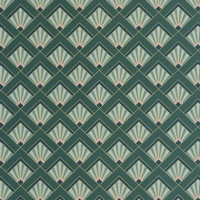 Papel pintado art déco verde y dorado - Caselio Elegance 105317024
