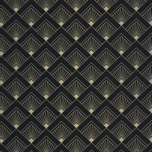 Caselio|Papel pintado art déco azul, ideal para dormitorio|Art Deco