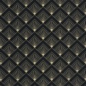 Caselio|Papel pintado elegante estilo art déco negro y dorado metalizado|Art Deco