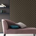 Caselio|Papel pintado elegante estilo art déco negro y dorado metalizado|Art Deco