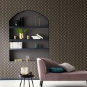 Caselio|Papel pintado elegante estilo art déco negro y dorado metalizado|Art Deco