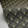 Caselio|Papel pintado elegante estilo art déco negro y dorado metalizado|Art Deco