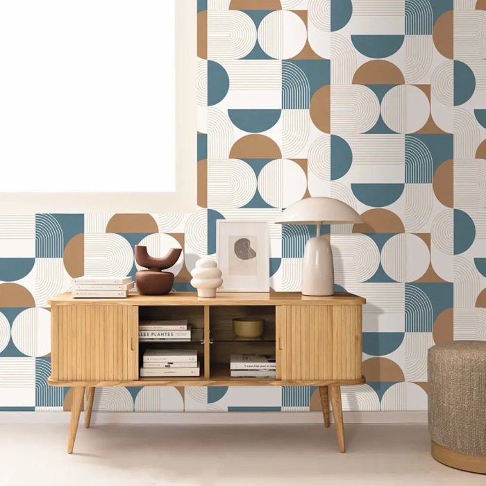 Caselio|Modern wallpaper with blue and camel circles|Circles