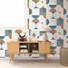 Caselio|Papier peint moderne avec cercles bleu et camel|Cercles