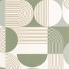 Caselio|Papel pintado geométrico tonos verdes, estilo moderno|Circulos
