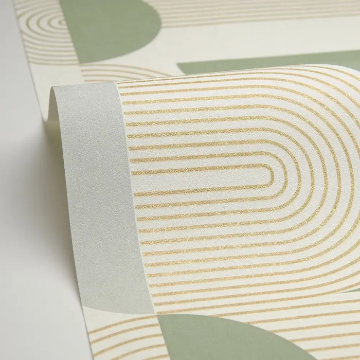 Caselio|Papel pintado geométrico tonos verdes, estilo moderno|Circulos