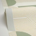 Caselio|Geometric wallpaper in green tones, modern style|Circles