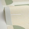 Caselio|Papel pintado geométrico tonos verdes, estilo moderno|Circulos