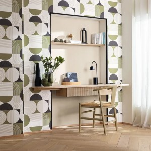Casadeco|Dark green limewash plaster effect wallpaper, abstract style|Wallpaper 2