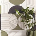 Papel pintado estilo moderno verde, patrón geométrico con círculos - Caselio Graphic 105500722