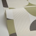 Papel pintado estilo moderno verde, patrón geométrico con círculos - Caselio Graphic 105500722