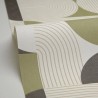 Papel pintado estilo moderno verde, patrón geométrico con círculos - Caselio Graphic 105500722