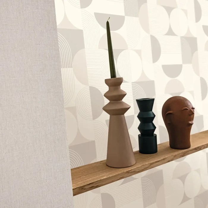 Caselio|Modern wallpaper in grey tones with circles and geometric shapes|Geometric