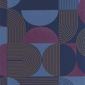 Caselio|Papier peint moderne avec cercles bleu et camel|Cercles