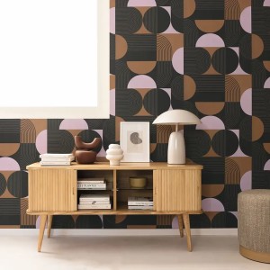 Caselio|Papier peint cercles beiges style pop|Cercles 2