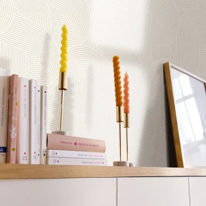 Casamance|Papier peint bois raphia géométrique orange|Moderne 2